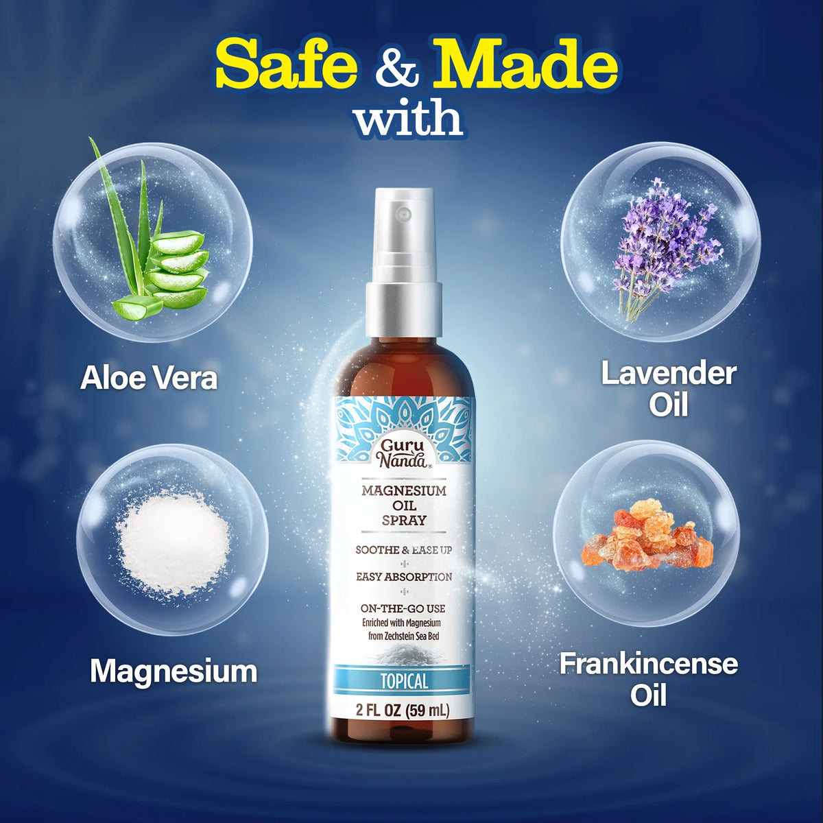 Magnesium Oil Spray for Muscle Relief and Soothing Aches, Quick Absorbing, 2 Fl Oz
