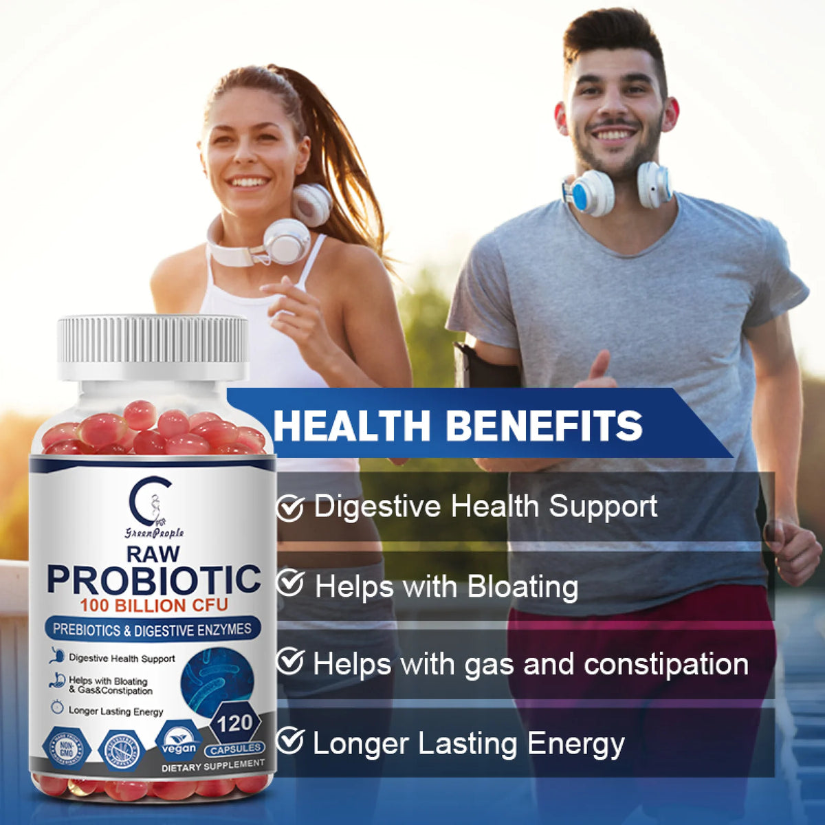 (3 Pack) Probiotics for Women and Men, with Prebiotics and Digestive Enzymes,Digestive & Gut Health by GPGP