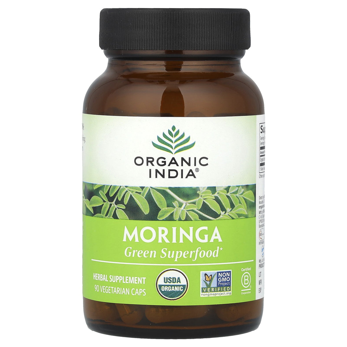 Organic India Moringa 90 Veggie Caps Gluten-Free, Organic, Vegan, Vegetarian